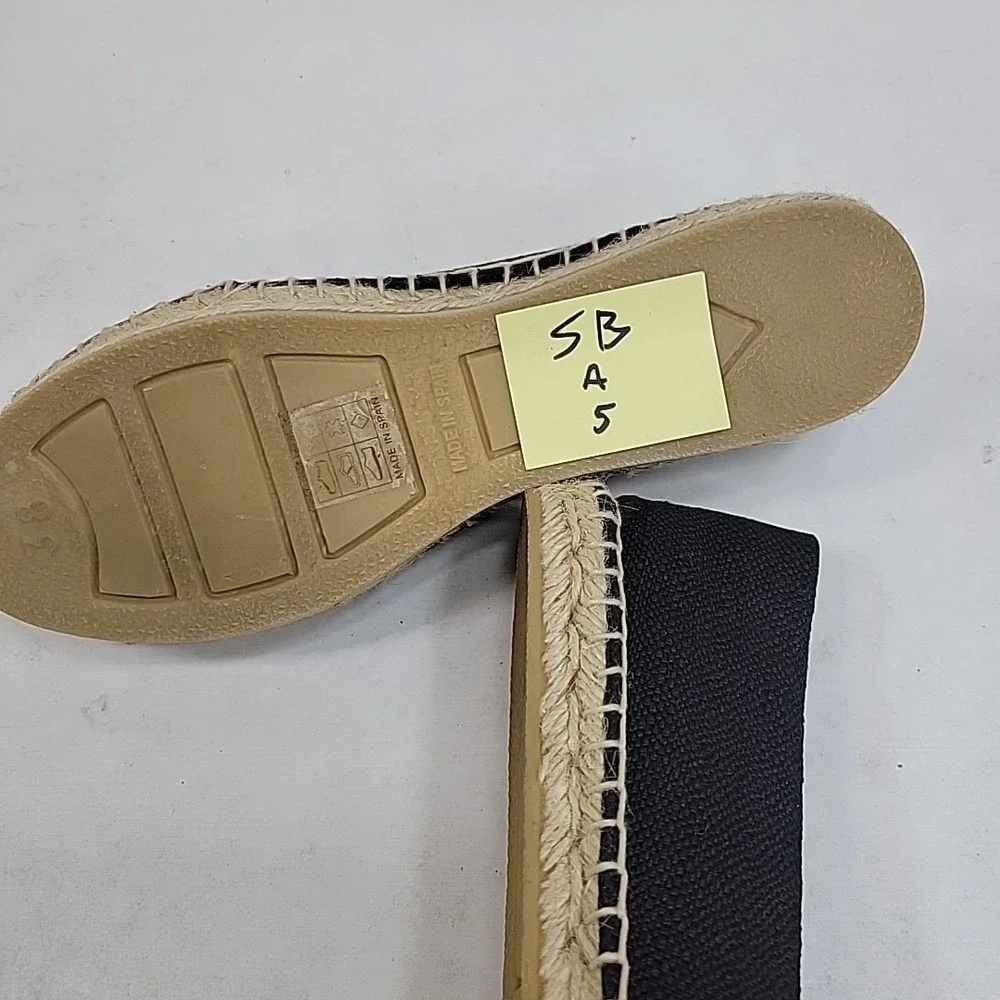 NIB Giambattista Valli  Black Snake Skin Linen Espadrilles Women's US 7.5 Flat